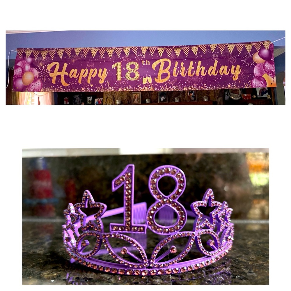 18th birthday decorations - banner and tiara